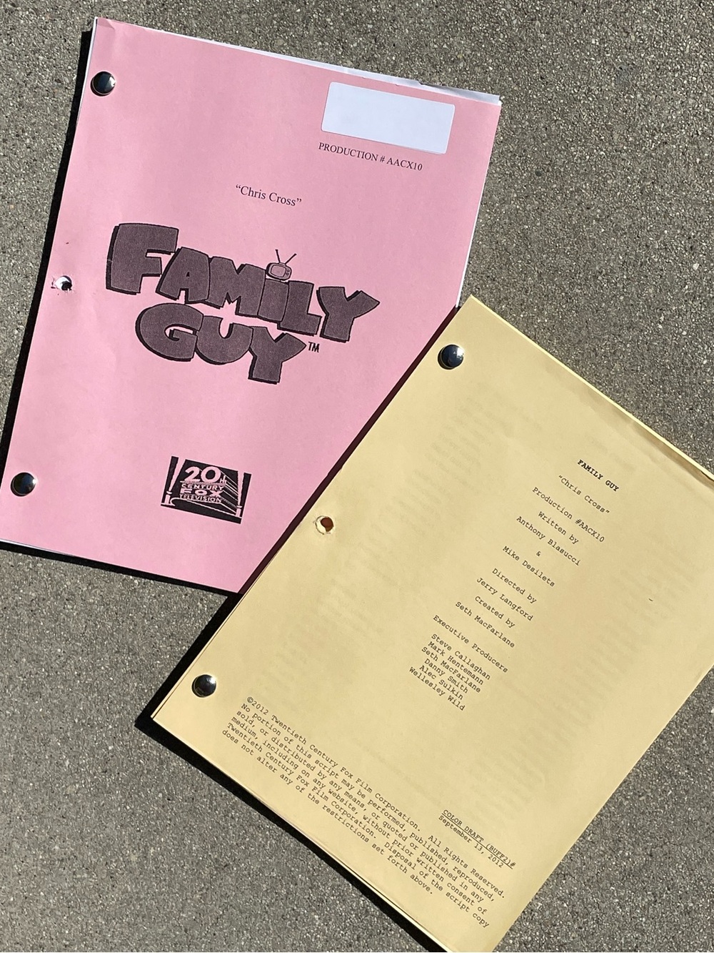 Family Guy SET 20011/12 Production Used Draft Scripts Chris Cross ANNE MURRAY!
